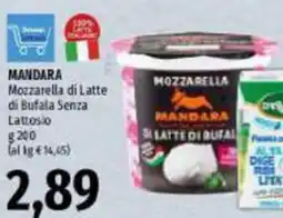 Emi Market Mandara Mozzarella di Latte di Bufala Senza Lattosio offerta