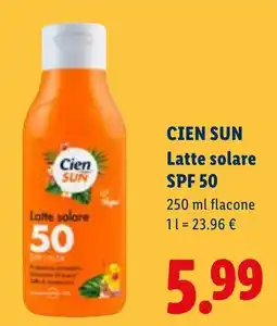 Lidl Cien Latte solare SPF 50 offerta
