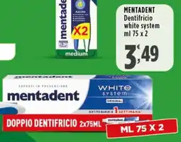 Rossotono Carrefour Mentadent Dentifricio white system offerta