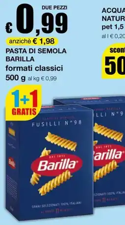 Sì con te Supermercati Pasta di semola Barilla formati classici offerta
