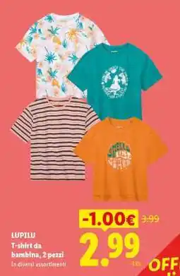 Lidl LUPILU T-shirt da bambina, 2 pezzi offerta
