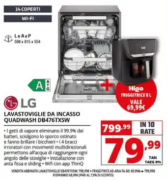 Lavastoviglie da incasso Quadwash DB476TXSW