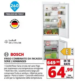 Comet Bosch frigo combinato da incasso serie 2 kin86nseo offerta