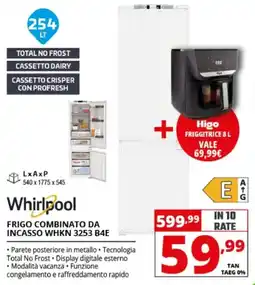 Comet Whirlpool Frigo combinato da incasso WHKN 3253 B4E offerta