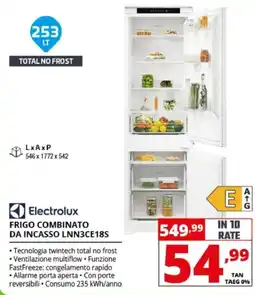 Comet Electrolux Frigo Combinato Da Incasso LNN3CE18S offerta