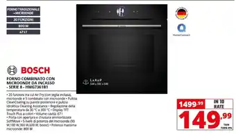 Comet Bosch Forno combinato con microonde da incasso - Serie 8 - HMG7361B1 offerta