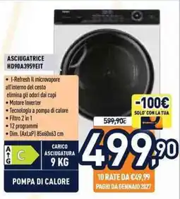 Unieuro Asciugatrice HD90A3959EIT offerta