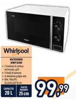 Unieuro Whirlpool microonde MWP103W offerta