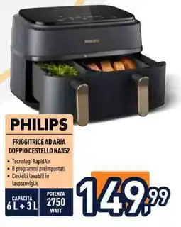 Unieuro Philips friggitrice ad aria doppio cestello offerta