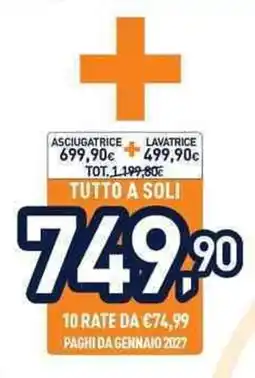 Unieuro Asciugatrice + Lavatrice offerta