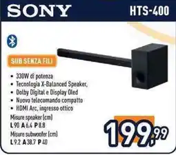 Unieuro Sony sub senza fili offerta