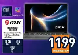 Unieuro MSI Modern 16S AI+ offerta