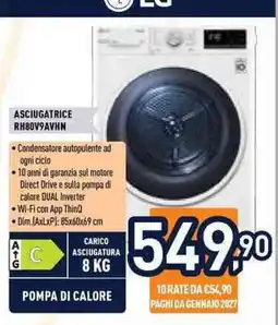 Unieuro Asciugatrice LG RH80V9AVHN offerta