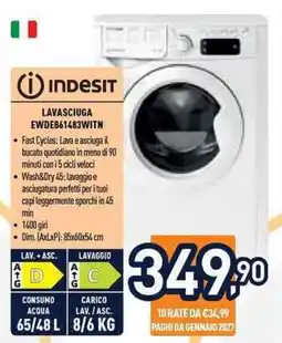 Unieuro Indesit lavasciuga EWDE861483WITN offerta