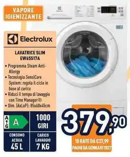 Unieuro Electrolux lavatrice slim offerta