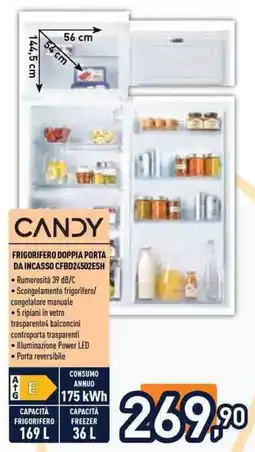 Unieuro Candy frigorifero doppia porta da incasso offerta