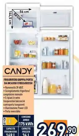Unieuro Candy frigorifero doppia porta da incasso offerta