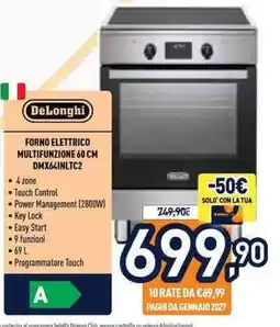 Unieuro DeLonghi forno elettrico multifunzione 60 cm offerta