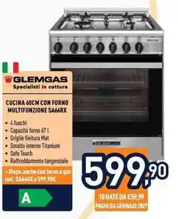 Unieuro Cucina 60cm con forno multifunzione SA66RX offerta
