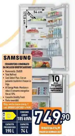 Unieuro Samsung frigorifero combinato da incasso offerta