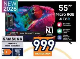 Unieuro Samsung Smart TV 4K Micro RGB 55R85H offerta
