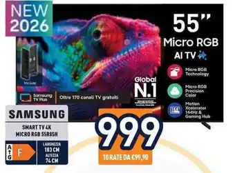Unieuro Samsung Smart TV 4K Micro RGB 55R85H offerta