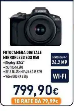Unieuro Fotocamera digitale mirrorless EOS R50 offerta