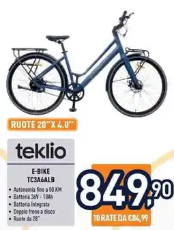 Unieuro teklio E-BIKE TC3A6ALB offerta