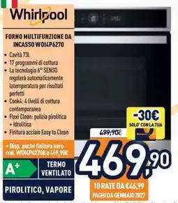 Unieuro Whirlpool forno multifunzione da incasso offerta
