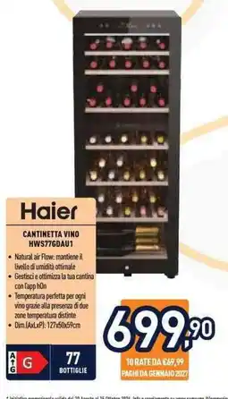 Unieuro Haier cantinetta vino offerta