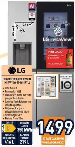 Unieuro Frigorifero side by side InstaView GSGV81PYLL offerta