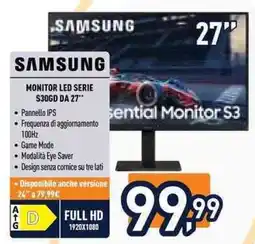 Unieuro Samsung monitor led serie s30gd da 27" offerta