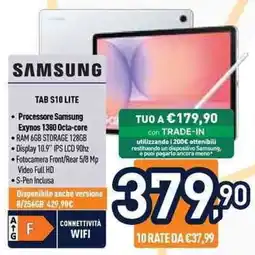 Unieuro Samsung Tab S10 Lite offerta