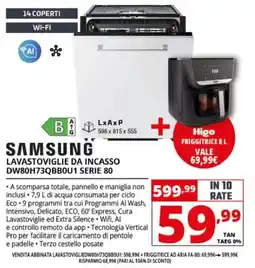 Comet Samsung lavastoviglie da incasso DW80H73QBB0U1 serie 80 offerta