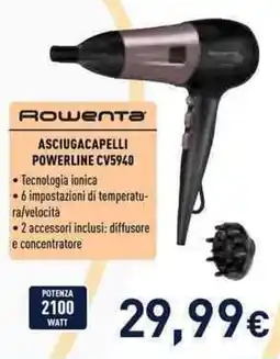 Unieuro Rowenta asciugacapelli powerline cv5940 offerta