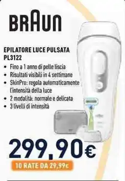 Unieuro Braun epilatore luce pulsata PL3122 offerta