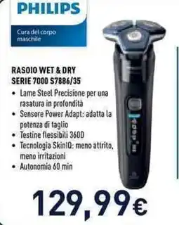 Unieuro Philips Rasoio Wet & Dry Serie 7000 S7886/35 offerta