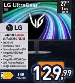 Unieuro LG UltraGear 27G523B offerta