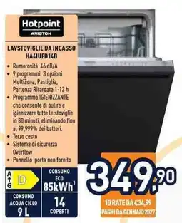 Unieuro Lavastoviglie da incasso Hotpoint Ariston offerta