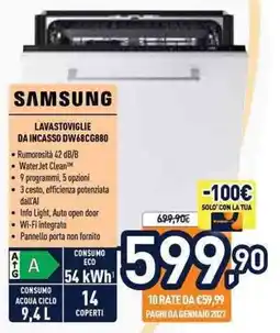 Unieuro Samsung lavastoviglie da incasso offerta