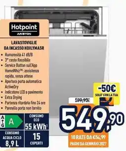 Unieuro Hotpoint Ariston lavastoviglie da incasso HDILYMA5R offerta
