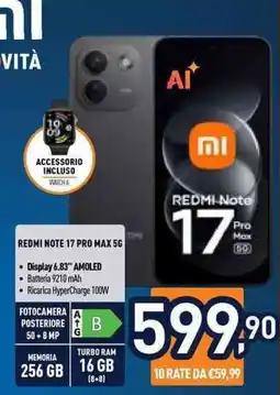 Unieuro Redmi Note 17 Pro Max 5G offerta