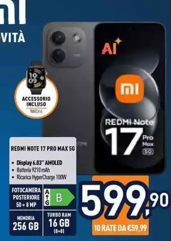 Unieuro Redmi Note 17 Pro Max 5G offerta