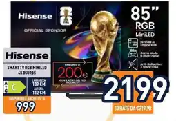 Unieuro Hisense SMART TV RGB MINILED 4K 85UR8S offerta