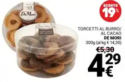 Supermercati Gulliver Torcetti al burro/al cacao De Mori offerta