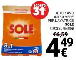Supermercati Gulliver Detersivo in polvere per lavatrice Sole offerta