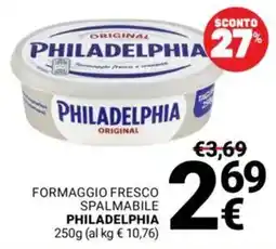 Supermercati Gulliver Formaggio fresco spalmabile Philadelphia offerta