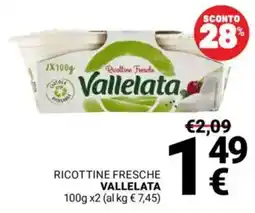 Supermercati Gulliver Ricottine fresche Vallelata offerta