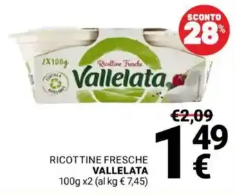 Supermercati Gulliver Ricottine fresche Vallelata offerta