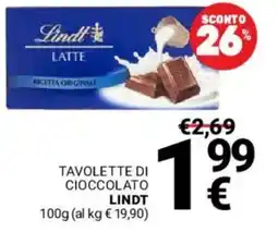 Supermercati Gulliver Tavolette di cioccolato Lindt offerta